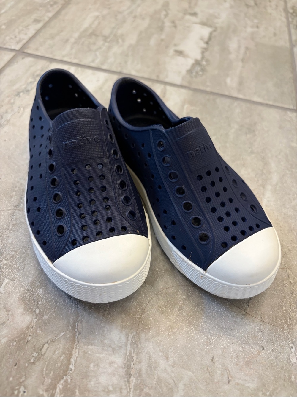 Native Kids Slip-On Sneakers in Navy and White